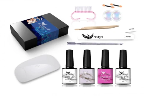 Nailgel gél lakk kezdőkészlet UV lámpával díszdobozban